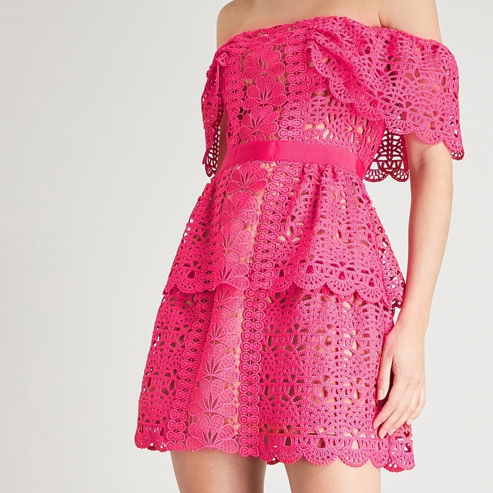 Self-Portrait off shoulder mini dress Fuchsia